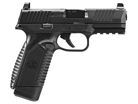 FN 66101389 545 MRD Full Size 45 ACP 10+1 4.10" Black Target Crown Steel Barrel, Black PVD Optic Cut/Serrated Steel Slide & Polymer Frame w/Picatinny Rail, Ambidextrous
