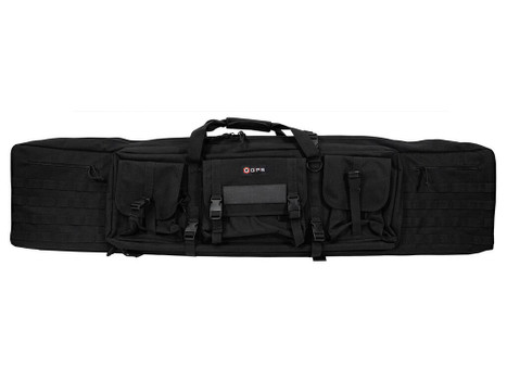 GPS Bags DRC55 Double Rifle Case Black 600D Polyester w/ 2 Padded Pistol Sleeves MOLLE Webbing & Lockable Zippers