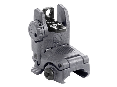 Magpul MAG248-GRY MBUS Sight Rear Stealth Gray Polymer, Spring-Loaded Flip Up for AR-15/ M16