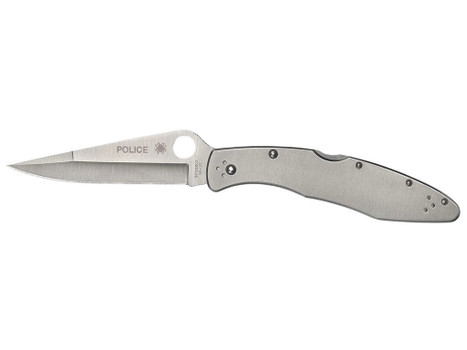 Spyderco C07P Police 4.13" Folding Spear Point Plain VG-10 SS Blade Stainless Includes Pocket Clip