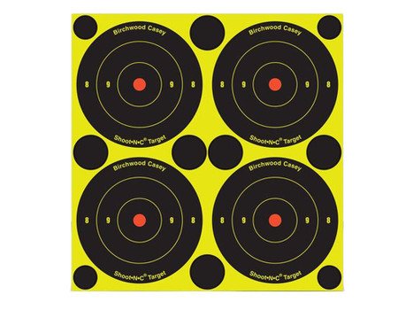 Birchwood Casey 34315 Shoot-N-C Reactive Target Self-Adhesive Paper Black/Yellow 3" Bullseye 12 Pack