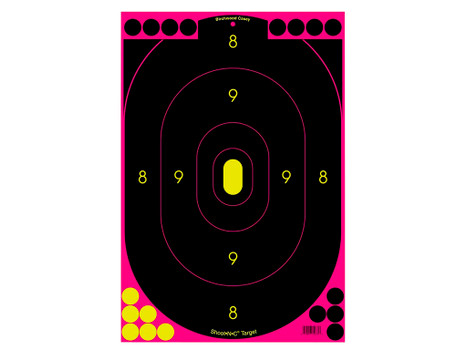 Birchwood Casey 34635 Shoot-N-C Reactive Target Self-Adhesive Paper Black/Pink 12"x18" Oval Silhouette 5 Pack