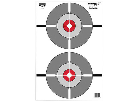 Birchwood Casey BC-37207 EZE-Scorer Double Bullseye Hanging Paper 12" x 18" Gray/Red 10 Pack
