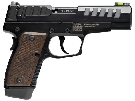 Kel-Tec P15MBLK P15 9mm Luger 15+1 4" Black Steel Barrel, Black Nitride Serrated Steel Slide, Black Anodized Aluminum Frame, American Walnut Grip, Ambidextrous