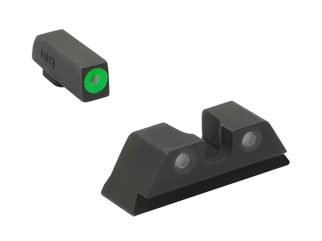 Meprolight USA 402243111 Hyper-Bright Sight Set Green Tritium/Black Frame Compatible w/Glock 17/17L/19/22/23, Post/Dovetail Mount