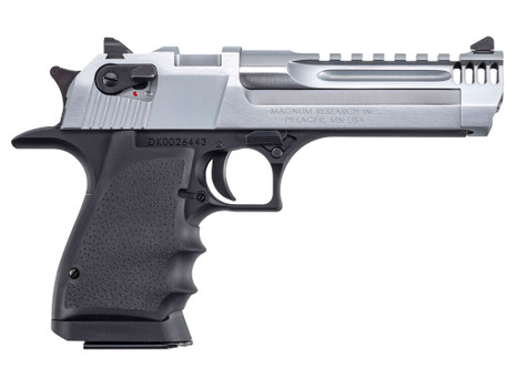 Magnum Research DE357L5BC Desert Eagle L5 357 Mag 5" with Muzzle Brake 9+1 Black Hardcoat Anodized Aluminum Frame Brushed Chrome Carbon Steel Slide Black Hogue Wraparound Rubber Grip