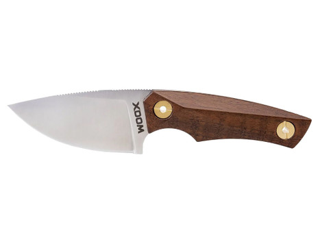 Woox BU.KNF030.01 Bad Boy 2.75" Plain Drop Point D2 Steel Blade American Walnut w/ Brass Hardware Handle 6.25" OAL