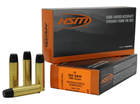 HSM 500SW11N 500S&WMag Subsonic 590gr Hard Cast Long Flat Nose 20 Per Box/25 Case