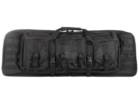 NcStar CVDC2946B36 VISM Double Carbine Case Black PVC Nylon w/ Foam Padding Lockable Zippers Pockets & MOLLE Webbing