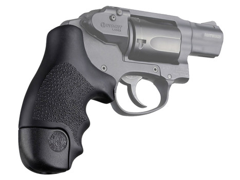 Hogue 60020 OverMolded Tamer Cobblestone Black Rubber with Finger Grooves for S&W J Frame Centennial with Round Butt, Bodyguard