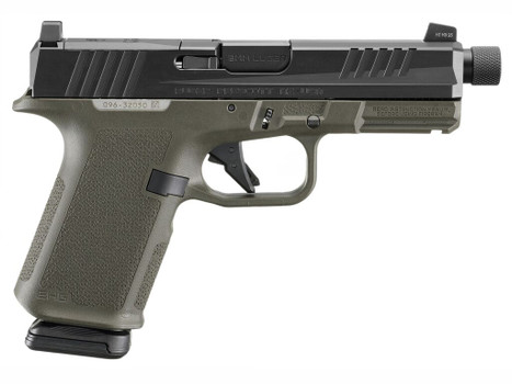 Ruger 19436 RXM 9mm Luger 15+1 4.50" Black FNC Nitride Threaded Barrel & Optic Ready/Serrated Slide, OD Green Polymer Frame w/Accessory Rail, Textured Grip, RMSc/RMR/DeltaPoint Pro Footprint