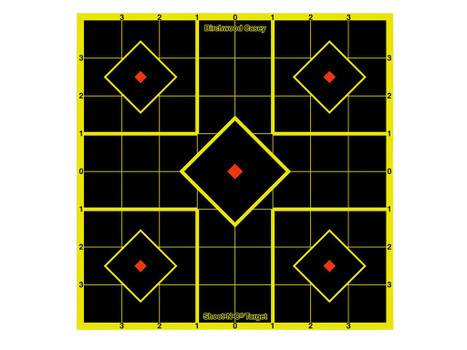 Birchwood Casey 34112 Shoot-N-C Reactive Target Self-Adhesive Paper Multi Color 8" 5-Diamond 15 Pack