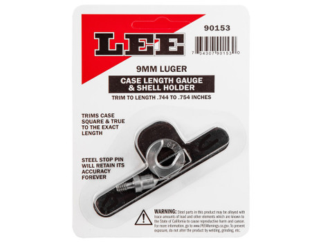 Lee Precision 90153 Case Length Gauge 9mm Luger Steel Works With Cutter/Lock Stud Includes Shell Holder