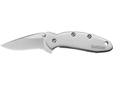 Kershaw 1600 Chive EDC 1.90" Folding Drop Point Plain Bead Blasted 420HC SS Blade, Bead Blasted Stainless Steel Handle