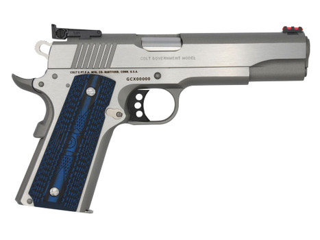 Colt Mfg O5070GCL Gold Cup Lite 45 ACP 8+1 5" Stainless National Match Barrel, Stainless Steel Serrated Slide, Stainless Steel Frame w/Beavertail, Blue Scalloped G10 Grip, Ambidextrous