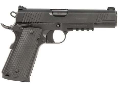 Girsan 392060 MC1911 S Untouchable Full Size 45 ACP 8+1 5" Black Steel Barrel, Black Serrated Steel Slide & Frame w/Beavertail & Picatinny Rail, Black Polymer Grip