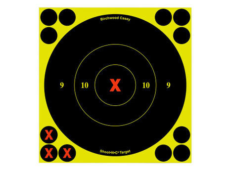 Birchwood Casey 34560 Shoot-N-C Reactive Target Self-Adhesive Paper Black/Yellow 6" X-Bullseye 60 Pack