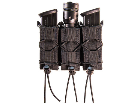 High Speed Gear 11PT03BK TACO Mag Pouch Triple Black Nylon MOLLE Belts 2" Wide Compatible w/ Pistol