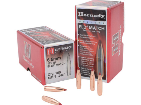 Hornady 26175 ELD Match 6.5mm .264 120 gr Extremely Low Drag Match 100 Per Box/ 25 Case