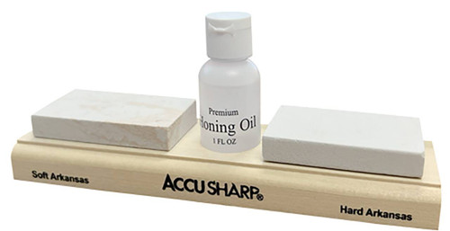 AccuSharp 023C Whetstone Combo Kit Fine Coarse Natural Arkansas Stone Sharpener Includes Honing Oil UPC: 015896000232