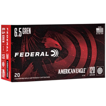 Federal American Eagle Hyper Velocity Centerfire Ammunition, 6.5mm Grendel, Jacketed Hollow Point, 120 Grain - 20 Cartridge Box ( 20 / 1 )