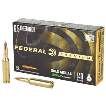 Federal Gold Medal Hyper Velocity Centerfire Ammunition, 6.5 Creedmoor, Sierra MatchKing BTHP, 140 Grain - 20 Cartridge Box ( 20 / 1 )