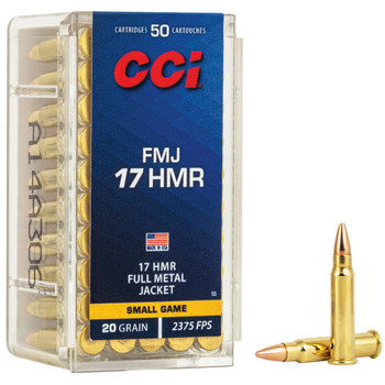 CCI Small Game Hyper Velocity Rimfire Ammunition, 17 HMR, Full Metal Jacket, 20 Grain - 50 Cartridge Box ( 50 / 1 )