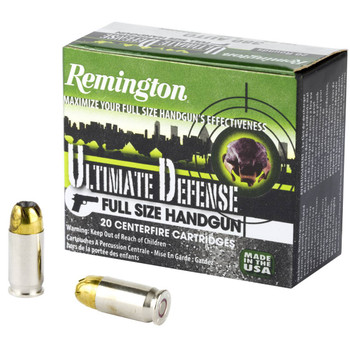 Remington Ammunition 28937 Ultimate Defense Full Size Handgun 380 ACP 102 gr Brass Jacket Hollow Point BJHP 20 Per Box 25 UPC: 047700420202