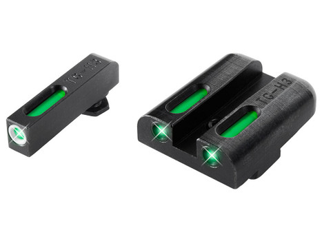TruGlo TG13GL1A TFX Low Green/White Outline Fiber Optic/Tritium Front/Green Fiber Optic/Tritium Rear/Black Nitride Fortress Frame, Compatible w/Most Glock Except MOS, Front Post/Rear Dovetail Mount