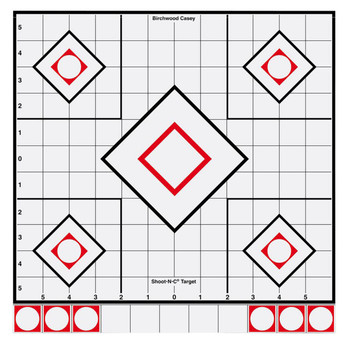 Shoot-N-C 12 Inch White / Black Sight-In, 5 Targets - 55 Pasters UPC: 029057342192