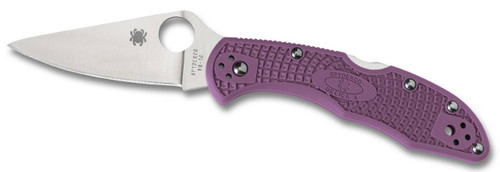 Spyderco CLLFPPR Delica 4 Lightweight 2.88 Folding Drop Point Plain VG10 SS Blade Purple BiDirectional Texturing FRN Handle Includes Pocket Clip UPC: 716104003082