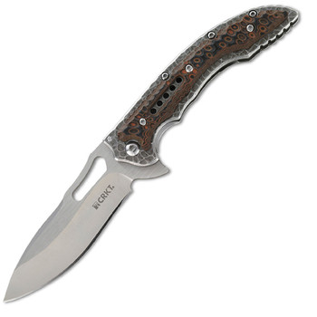 CRKT 5460 Fossil  Compact 3.41 Folding Drop Point Plain Satin 8Cr13MoV SS Blade Brown G10SS Handle Includes Pocket Clip UPC: 794023546002