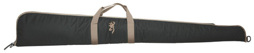 Browning 1410049152 Plainsman Shotgun Case made of 600D Polyester with Black Finish  Tan TrimBuckMark Logo Brushed Tricot Lining Foam Padding  Full Length Zipper 52 L UPC: 023614204602