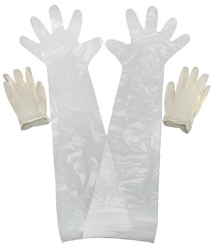 Allen 516 Field Dressing Gloves  Clear ShoulderWrist Latex OSFA 6 Pair of each UPC: 026509005162