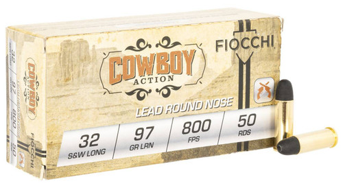 Fiocchi Cowboys Subsonic Centerfire Ammunition, 32 S&W Long, Lead Flat Point, 97 Grain - 50 Cartridge Box ( 50 / 1 )