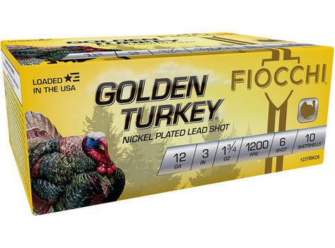 Fiocchi Golden Turkey 12 Gauge Shotshell Ammunition, 3 Inch, 1325 FPS, 1 1/8 Ounce, #6 Shot - 10 Cartridge Box ( 10 / 1 )