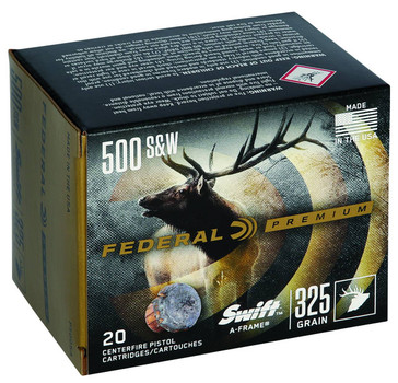 Federal Swift Hyper Velocity Centerfire Ammunition, 500 Smith & Wesson, Swift A Frame, 325 Grain - 20 Cartridge Box ( 20 / 1 )