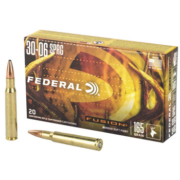 Federal Fusion Hyper Velocity Centerfire Ammunition, 30-06 Springfield, Bonded Soft Point, 165 Grain - 20 Cartridge Box ( 20 / 1 )