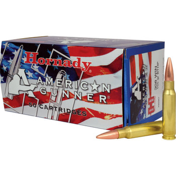 Hornady American Gunner Hyper Velocity Centerfire Ammunition, 308 Winchester, Hollow Point Boat Tail, 155 Grain - 50 Cartridge Box ( 50 / 1 )