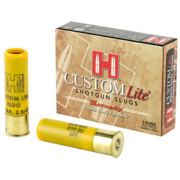 Hornady Custom Lite 20 Gauge Shotshell Ammunition, 2 3/4 in, 1600 fps, 2/3 oz, Slug - 5 Cartridge Box ( 5 / 1 )