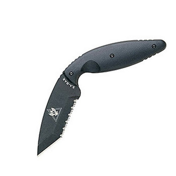 KaBar 1485 TDI Law Enforcement Large 3.69 Fixed Tanto Part Serrated Black AUS8A SS Blade Black Zytel Handle Includes Belt ClipSheath UPC: 617717214851