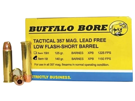 Buffalo Bore Ammunition 19I20 Buffalo-Barnes Strictly Business 357Mag 140gr Barnes VOR-TX XPB Lead Free 20 Per Box/12 Case