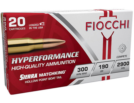 Fiocchi Hyperformance Compete Hyper Velocity Centerfire Ammunition, 300 Win Mag, Sierra MatchKing BTHP, 190 Grain - 20 Cartridge Box ( 20 / 1 )