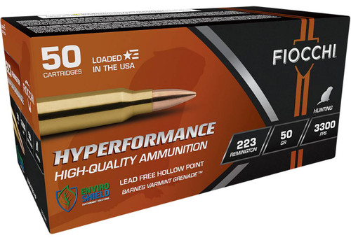 Fiocchi Hyperformance Hunt Hyper Velocity Centerfire Ammunition, 223 Remington, Barnes Varmint Grenade, 50 Grain - 50 Cartridge Box ( 50 / 1 )