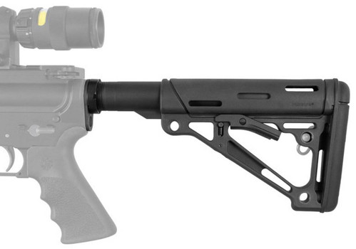 Hogue 15045 OverMolded Collapsible Buttstock Black OverMolded Rubber Black  MilSpec Tube for AR15 M16 M4 UPC: 743108150450