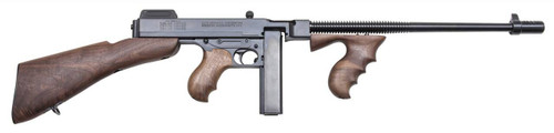 Thompson TIB50D 1927A1 Deluxe Carbine 45 ACP Caliber with 18 Barrel 201 Capacity Stick 501 Capacity Drum Blued Metal Finish American Walnut Removable Fixed Stock  Wood Grip Right Hand UPC: 602686211130