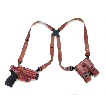 Galco MCII224 Miami Classic II Shoulder System Size Fits Chest Up To 56 Tan Leather Compatible wGlock 17 Gen1519 Gen1522 Gen25  Right Hand UPC: 601299070240