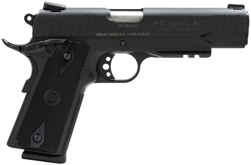 Taurus 1191101B1 1911  45 ACP Caliber with 5 Barrel 81 Capacity Overall Matte Black Finish Steel Picatinny RailBeavertail Frame Serrated Slide  Checkered Polymer Grip Includes 2 Mags UPC: 725327605430