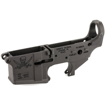 Spikes STLS016 Calico Jack Stripped Lower Receiver MultiCaliber 7075T6 Aluminum Black Anodized for AR15 UPC: 855319005020
