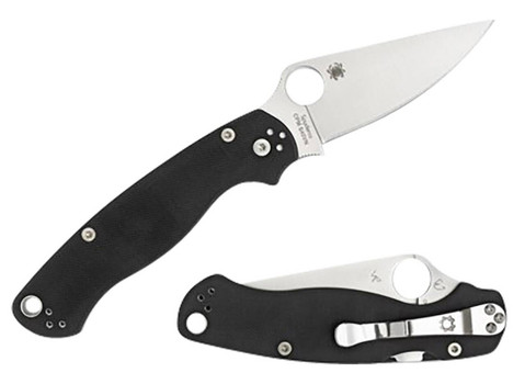 Spyderco C81GPLE2 Para Military 2  3.42 Folding Plain Satin CPM S45VN SS Blade Black Textured G10 Handle Left Hand Includes Pocket Clip UPC: 716104011520